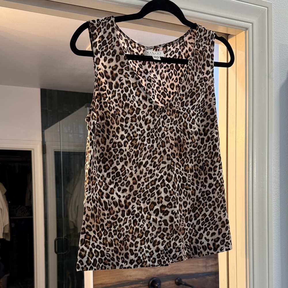 Velvet by Graham & Spencer Leopard Print Sleeveless Camisole - Brown/Black